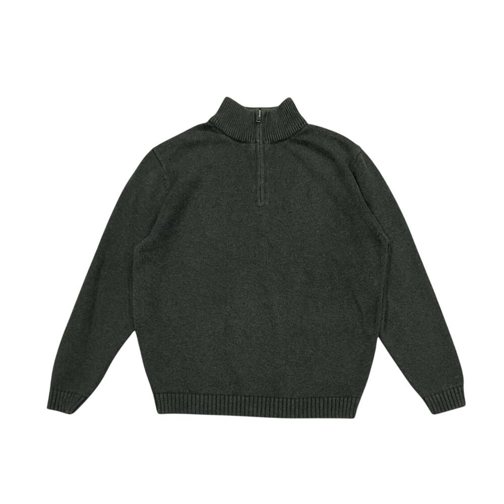★ L.L. Bean Forest Green 1/4 Zip Sweater w/ Ribbed Collar & Hem ★